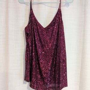 Calvin Klein Burgundy Sequin Top